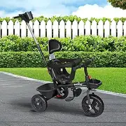 Bopeep Kids Tricycle Ride On Toy Trike Toddler Balance Bike Car Prams Stroller Walker Children Adjustable Handlebar (Black)