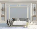 3D立體雕花護板淺色仿石膏線裝飾歐式大氣電視背景墻客廳壁紙壁畫