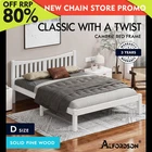 ALFORDSON Bed Frame Wooden Double Size Solid Pine Timber Base White CAMBRIE
