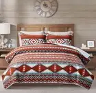 Set Western Tribal Aztec Rustic Native American Navajo Quilt Sets 3Piece Geometr