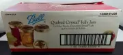 Vintage Set 12 Ball Quilted Crystal Canning Jam Jelly Jars 8 Oz Bands Labels Lid