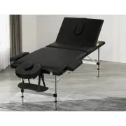 Massage Table 65cm Portable 3 Fold Aluminium Beauty Bed Black Spa Equipmen BK-65