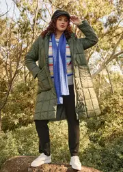 [Virtuelle] Taking Shape A Line Hooded Puffer Jacket Size 16 in Olive - Plus Size Women's Clothing Olive
