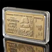 Zimbabwe Gold Plated Bullion Bar Ingot with Capsule 100 Trillion Dollars