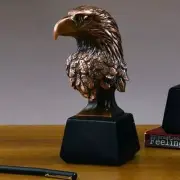 Treasure of Nature Eagle Head Statue, Bronze Plated, 9" x 3.5"