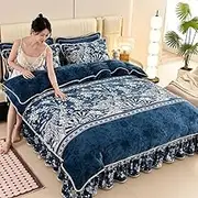 Ruffled Bedspread Sheet, Ruffle Skirt Bedspread, Bed Skirt Queen Size, King Size Sheet Set with Bed Skirt, Wrap Around Bed Skirt Full, Drop Machine Wash Mattress Protective Cover(E,220x240cm)