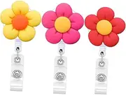 Gogogmee 3Pcs Flower Badge Clips Cute Retractable Id Card Holders for Nurses Students Office Use Badge Reel with Alligator Clip