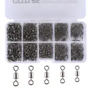 500pcs Fishing Swivel Rolling Barrel Copper with Black Nickel Hook Line Connetor