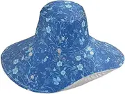 [Yoogain] Elegant Flower Blue Foldable Womens Visor for Garden Decorative Hats for Sun Protection for Ladies Beach Essentials Gorra para Mujer, Elegant Flower Blue, One Size