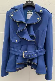 AW21 Moschino Couture Jeremy Scott Blue Jacket/Coat Gold Hardware & Round lines