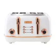 Heritage 1500-Watt 4-Slice Ivory and Copper Wide Slot Retro Toaster with Removab