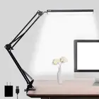 LED Desk Lamp, Adjustable Swing Arm Lamp with Clamp, Eye-Caring Reading Black