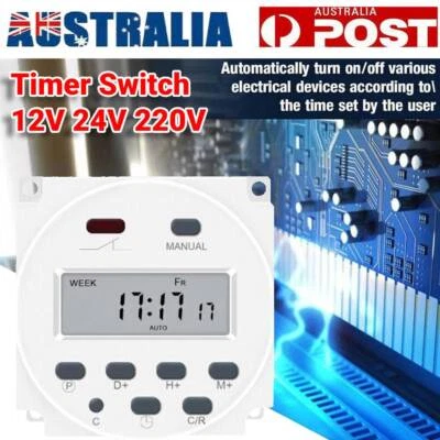DC12V 24V 220V LCD Digital Timer Switch Electronic Power Programmable Time Relay
