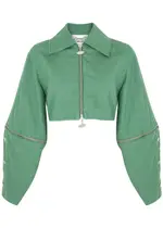 Cannari Concept Cropped Cotton-twill Jacket - Green - 10 10