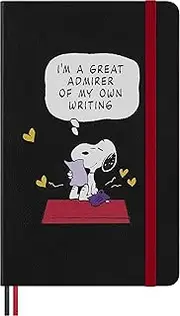 Moleskine LEPENB31HSNOOPYBK Peanuts Snoopy Notebook, Hard Cover, Large Size (W x H x H): 5.1 x 8.3 inches (13 x 21 cm), Horizontal Rule, Black