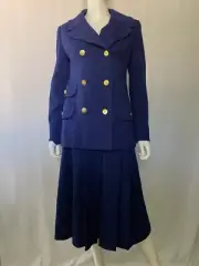 Aquascutum Women's Set 2 Pieces Purple Blazer + Skirt Flare Size P