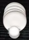 8 Rachel Ashwell Farmhouse White Gray Rim Melamine Dinner Plates & Tidbit Bowls
