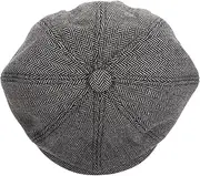 [Holibanna] Fashionable Mens Beret Hat Stylish Octagonal Cap for Warm Comfortable Retro Turned Twill Pattern Dark Grey