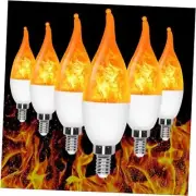 6-Pack LED Flame Light Bulb, 3 Mode E12 Edison Bulb, 1.2W Warm for White