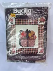 Bucillia Meddle Point Pillow Kit Vintage Mushroom Basket Decorative Pillow 14 In