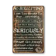 2x Tin Sign No Soliciting Seriously Garage Man Cave Shed Metal
