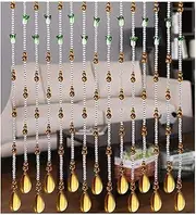 [OKUOKA] Curtains Bead Curtain Light Transmission Decoration Crystal Curtain Living Room Entrance Hanging Curtain, A Variety of Styles Sizes Customizable (Color : A, Size : 80x180cm)