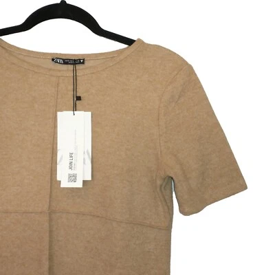 Zara Camel Short Sleeve Mini Dress - Size S - New with Tags