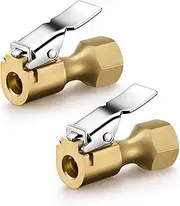 AstroAI Air Chuck, Heavy Duty Closed Flow Lock On Tire Chuck with Clip for Inflator Gauge Compressor Accessories, Yellow