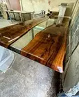 Transparent Epoxy Resin Dining Table Wood River Coffee Table Furniture Walnut