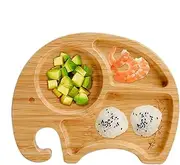 Wooden Divided Feeding Plates - Divided Plates for Toddler | Divided Plates with Suction | Feeding Divided Plates - Animal Shape | Kid's Feeding Trays for School, Park, Picnic Camping