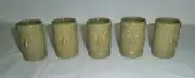 NEW Set of 5 Ceramic Tiki Shot Glasses Olive Green 2-3/4" Barware