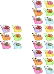 Cabilock 4sets 6pcs Bonsai Plants Snail Succulent Pots Desktop Decor for Home Office Micro Landscape Adornment No Watering Needed 6pcs*4