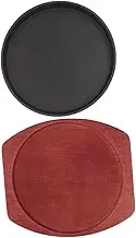 MINAOLULUS Sizzling Fajita Pan Set Iron Griddle with Wooden Serving Tray for BBQ Grilling Induction Cookers for Home and Restaurant Use