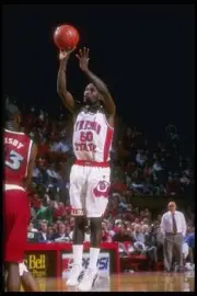Guard Kendric Brooks Fresno State Bulldogs shoots the ball the UNL- Old Photo
