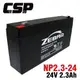 【CSP】NP2.3-24 (24V2.3Ah)鉛酸電池 消防受信總機 廣播主機 安全設備 工具機 (10折)