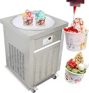 Snack Food Machine ETL 230/240V 50cm Single Round ice pan Fry ice Cream Machine Fried ice Cream Machine roll ice Cream Machine ice Cream roll Machine for Bars, Cafes, ice Cream Store