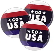 Go USA Soccer Pinback Buttons, Patriotic Sports Fan Pins, Team Pride Accessory, 2.25 Inches (Pack of 3), 2.25", Plastic, no gemstone