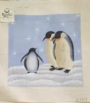 Handpainted Needlepoint Canvas - Penguin Family by KUUE