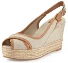 NIB TORY BURCH Majorca Platform Slingback Wedge Sandals US 9/39 Plata/Royal Tan