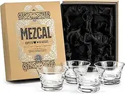 Mezcal and Spirits Sipping Glasses | Tequila Tasting Collection | Set of 4 | 5 oz Crystal Tasting and Drinking Glassware Copitas for Joven, Reposado, Anejo Mezcals | Stemless Liquor Sippers