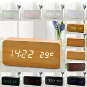 New Modern Wood Digital LED USB/AA Alarm Clock Calendar Thermometer Home Decor