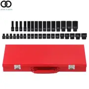 35PCS 1/2" Deep Impact Socket Set Drive 6 Point Metric Garage Tool 8-32mm