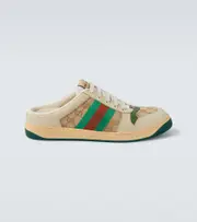 [Gucci] Gucci Screener GG Canvas leather-trimmed mules AU 8 beige