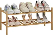 Kitsanery Bamboo Shoe Rack Space-Saving, Shoe Rack with 3 Levels, Shoe Shelf for Hallway, Living Room, Bedroom (Natural, 2 Levels (68.3 W x 32 H))