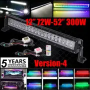 12-52" RGB Halo Multi-Color Chasing LED Work Light Bar Combo Bluetooth & Remote