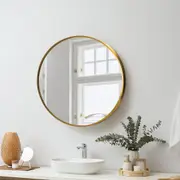Oikiture Wall Mirrors Round Makeup Mirror Vanity Home Decorative 50/60/70/80 Gold Bedroom Living Room