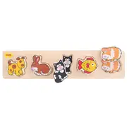 6pc Bigjigs Toys 33cm Chunky Lift & Match Puzzle Pets Kids Fun Wooden Toy 12m+