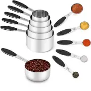 Joyhill Stainless Steel Measuring Cups and Spoons Set of 10 Piece, Nesting Me...