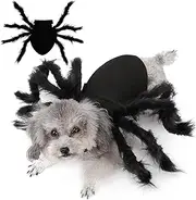Malier Halloween Dogs Cats Costume Furry Giant Simulation Spider Pets Outfits Cosplay Dress up Costume Halloween Pets Accessories Decoration for Dogs Puppy Cats (Medium) Black