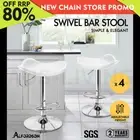 ALFORDSON 4x Bar Stools Portia Kitchen Swivel Chair Leather Gas Lift White